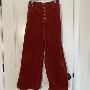 Maroon wide leg corduroy pants